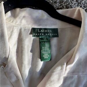 Ralph Lauren Cream Button Down Shirt 100% Silk Excellent Condition Women Sz 14